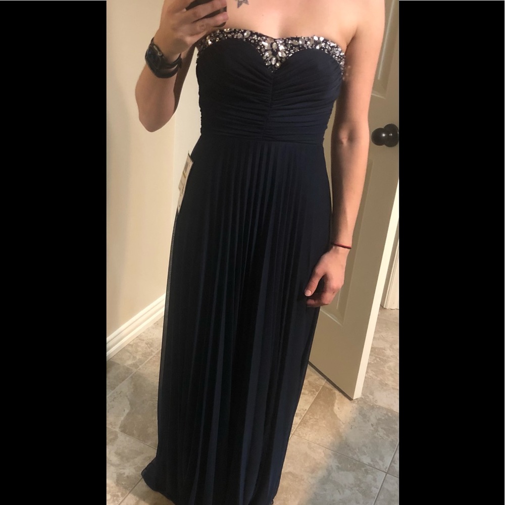 Gorgeous Navy Jewel Encrusted Formal Dress / Gown